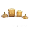 2021 Hot Sale Sprayed Colorful Glass Candle Jar With Lid With Gold Rim/konb